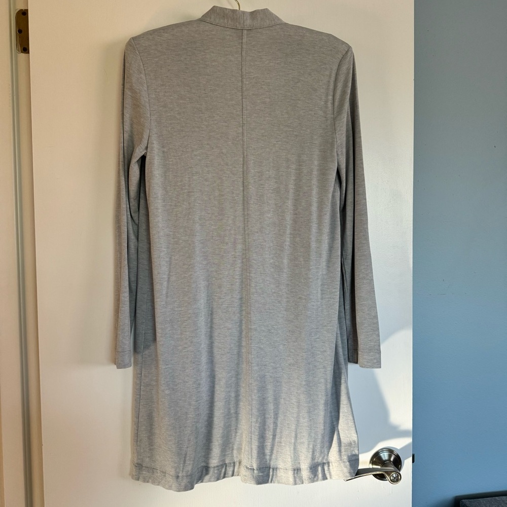 Ann Taylor Cascade Open Cardigan M gray grey violet lilac wool blend longline - Picture 5 of 8